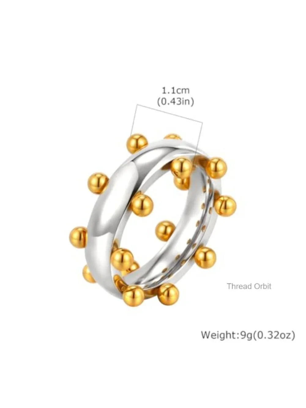 Stainless Steel Stacking Ring, Chunky Beaded Bands, Comfort Fit Promise Ring